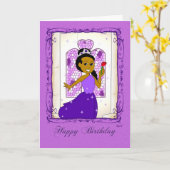 ハッピーバースデー:パープルプリンセス カード (黄色い花)