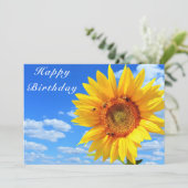 ハッピーバースデー – ヒマワリとビーズオンブルースカイ カード (スタンド正面)