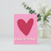 ハッピーバースデー - ビッグラズベリーピンクハート ポストカード (スタンド正面)