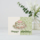 ハッピーバースデー ビンテージケーキ ポストカード (スタンド正面)