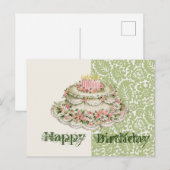 ハッピーバースデー ビンテージケーキ ポストカード (正面/裏面)