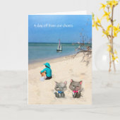 ハッピーバースデー--ビーチで1日 カード (黄色い花)