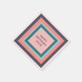 ハッピーバースデー、ビーチカラーパレットの正方形 スタンダードカクテルナプキン (角)