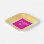 "ハッピーバースデー"ピンクと黄色の紙プレート ペーパープレート (傾斜あり)