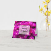 ハッピーバースデー。ピンクのアスター花 カード (黄色い花)