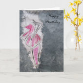 ハッピーバースデー(ピンクの服) カード (黄色い花)