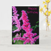 ハッピーバースデー – ピンクの花 カード (黄色い花)