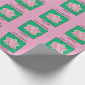 ハッピーバースデー、ピンクの蘭の花、あなたの名前 ラッピングペーパー (角)