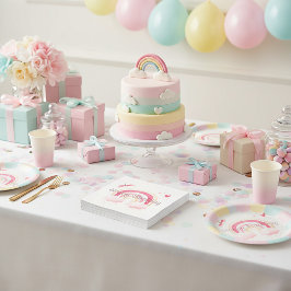 ハッピーバースデー ピンクの虹 スタンダードカクテルナプキン