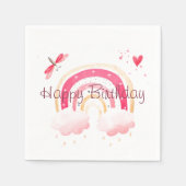 ハッピーバースデー ピンクの虹 スタンダードカクテルナプキン (正面)