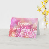 ハッピーバースデー – ピンクグリッターとグラマー カード (黄色い花)