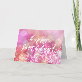 ハッピーバースデー – ピンクグリッターとグラマー カード