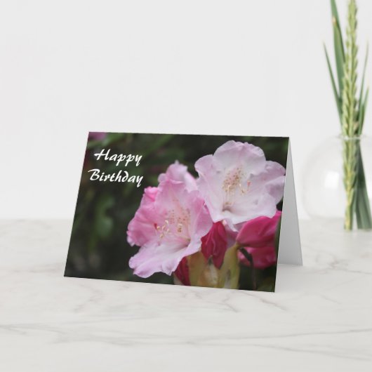 ハッピーバースデー、ピンクシャクナゲ カード (正面)