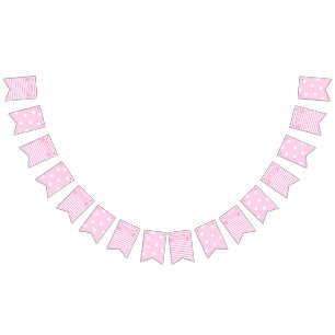 ハッピーバースデー!  ピンクストライプハート誕生日 バンティングフラッグ