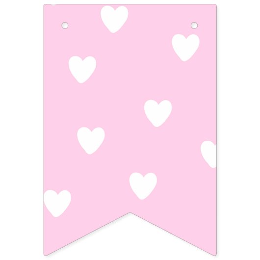 ハッピーバースデー! |ピンクストライプハート誕生日 バンティングフラッグ (第2の旗)