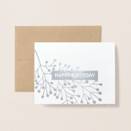 ハッピーバースデー。ピンクボタニカルウォーターカラーラグジュアリー 箔カード