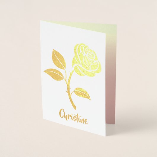 ハッピーバースデー。ピンクローズ実在フォイルラグジュアリーカード 箔カード (正面)