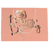 "ハッピーバースデー"ピンクwバラ ラージペーパーバッグ (裏面)