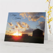 ハッピーバースデー – ファームシーン – 誕生日カード カード (黄色い花)