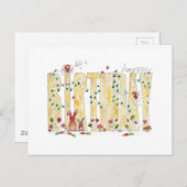 ハッピーバースデー – フェアリーウッドランド ポストカード (正面/裏面)