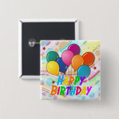 ハッピーバースデー、フェスティバルデザイン、 缶バッジ (正面&裏面)
