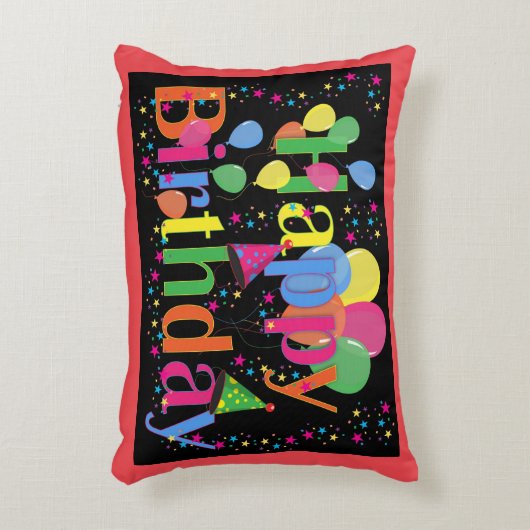 ハッピーバースデー、フェスティバル誕生祝い アクセントクッション (正面(垂直))