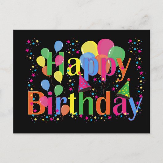 ハッピーバースデー、フェスティバル誕生祝い、 シーズンポストカード (正面)