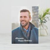 ハッピーバースデー フォト モダン パーソナライズ フラット カード (スタンド正面)