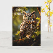 ハッピーバースデー！フクロウが好きな人のために カード (黄色い花)