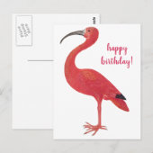 ハッピーバースデー フラミンゴ ビンテージ ファインアート ポストカード (正面/裏面)