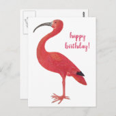 ハッピーバースデー フラミンゴ ヴィンテージ ファインアート ポストカード (正面/裏面)