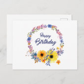 ハッピーバースデー フラワーズ ポストカード (正面/裏面)