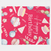 ハッピーバースデー フリースブランケット (正面(横))