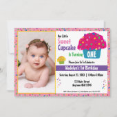 ハッピーバースデー フロステッド カップケーキ スプリンクル 招待状 (正面)