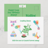 ハッピーバースデー フロッグ リリー パッド ケーキ 風船 帽子 デザイン ポストカード (正面/裏面)