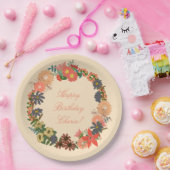 ハッピーバースデー!フローラリース紙プレート9" ペーパープレート (パーティー)
