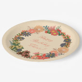 ハッピーバースデー!フローラリース紙プレート9" ペーパープレート (アングル)