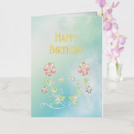 ハッピーバースデー,フローラ，美しい，愛モダン, 箔グリーティングカード
