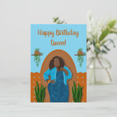 ハッピーバースデー、ブラックウーマンハウスプラントオレンジブルー (スタンド正面)