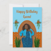 ハッピーバースデー、ブラックウーマンハウスプラントオレンジブルー (正面)