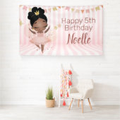 ハッピーバースデー!ブラックプリンセスバレリナストライプズ 横断幕 (インサイチュ)