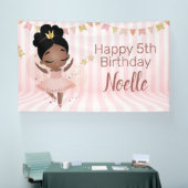 ハッピーバースデー!ブラックプリンセスバレリナストライプズ 横断幕 (トレードショー)