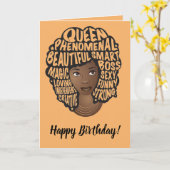 ハッピーバースデー!ブラック・ウィメンズ，オレンジ カード (黄色い花)