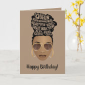 ハッピーバースデー!ブラック・ウィメンズ、ブラウン カード (黄色い花)