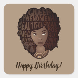 ハッピーバースデー!ブラック・ウィメンズ、ブラウン スクエアシール