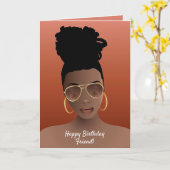 ハッピーバースデー!ブラック・ウーマンとシェード&ハイバン カード (黄色い花)
