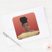 ハッピーバースデー!ブラック・ウーマンと金ゴールド・シェード銅 スクエアシール (封筒)