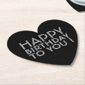 「ハッピーバースデー!」 ブラック&ホワイト ペーパーコースター (アングル)