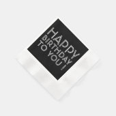「ハッピーバースデー!」 ブラック&ホワイト 縁ありカクテルナプキン (角)