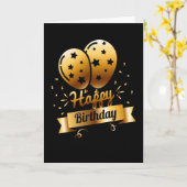 ハッピーバースデー – ブラック&金ゴールド1 カード (黄色い花)